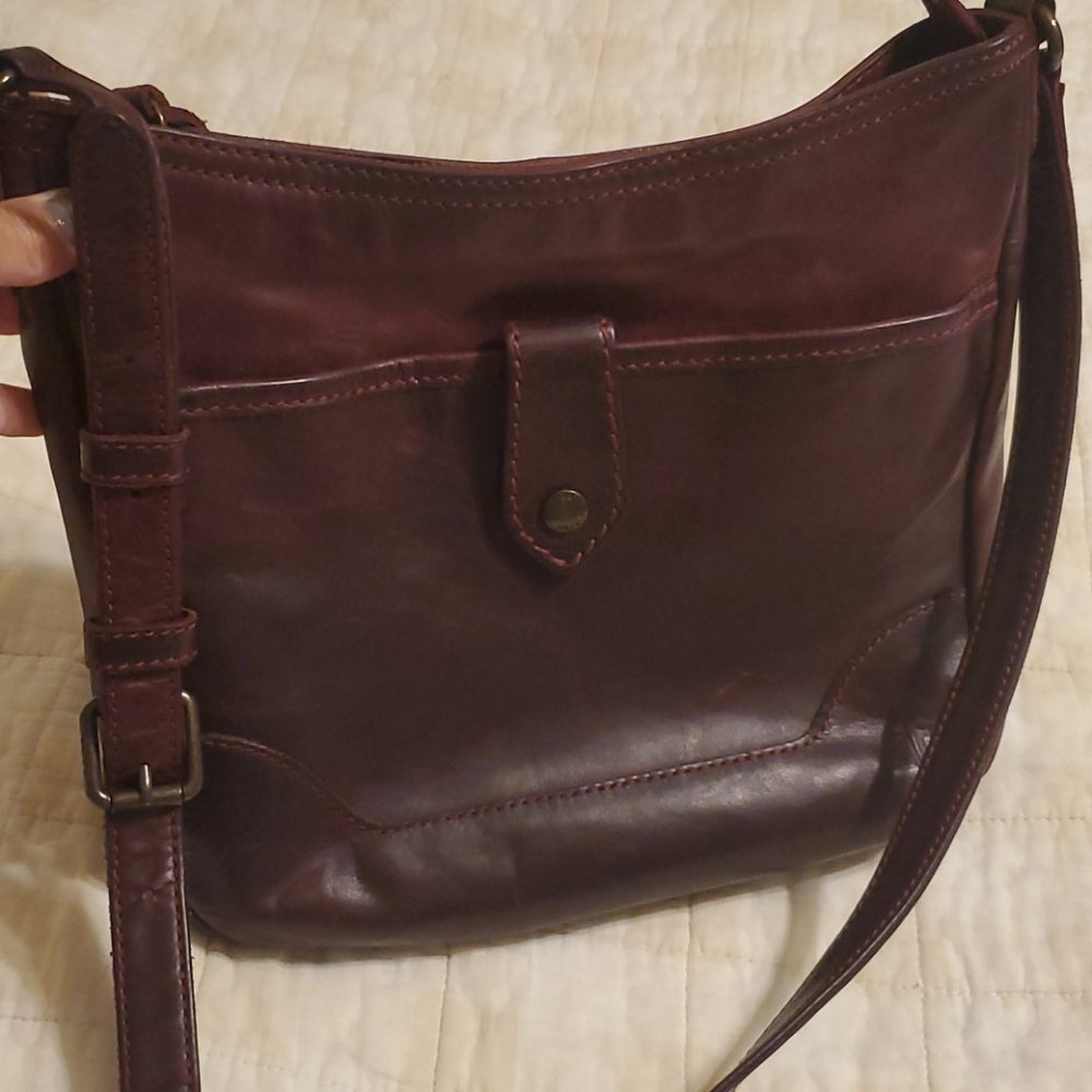 Frye Burgundy Leather Crossbody Bag